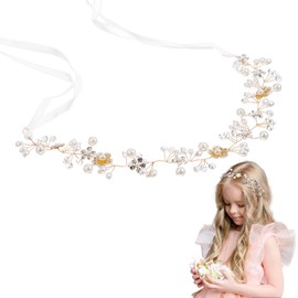 simarro Bridal Hair Accessories, Flower Girl Headpiece, Girls' Flowers Wedding Headpieces, Pearl Headpiece for Wedding, Flower Girl and Ladies, Birthday Parties, Photography, and Other Occasions