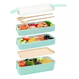 Maíz Contenedor Lonchera Box Lunch Divisiones Cubiertos Portatil