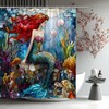 FAXTOZ Nautical Mermaid Shower Curtain Stained Glass Underwater Ocean Coastal