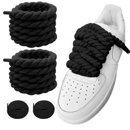 LUHOHI Rope Shoe Laces, Black Thick Rope Shoelaces for Air Force 1 AF1 Sneakers Designer Jumbo Big Chunky Fat Shoe Laces