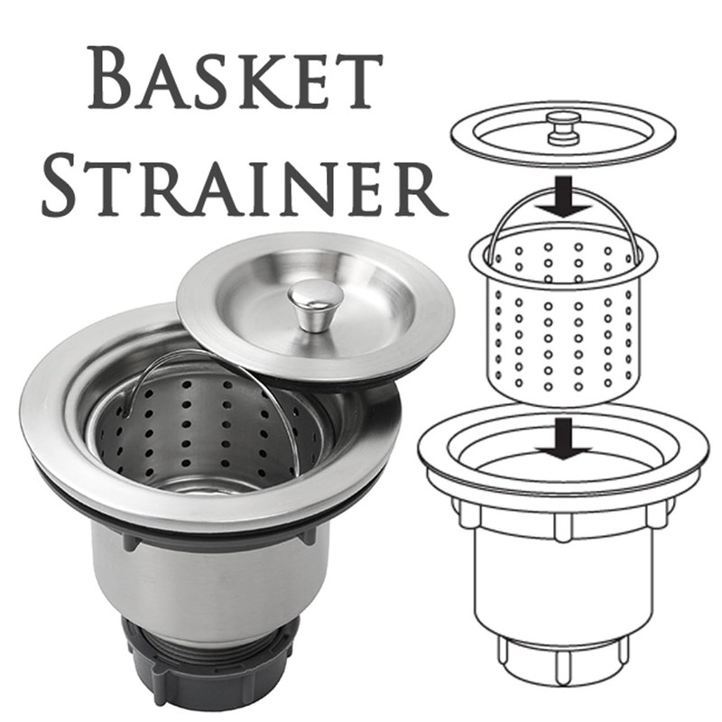 Oakland 3-1/2 Inch Sink Drain Assembly Kit, Removable Deep Sink