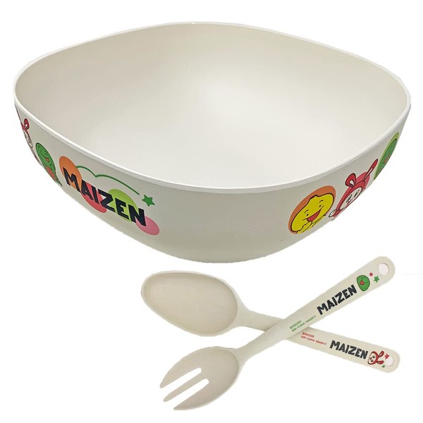 Maintain Your Daily Meals with Sisters Maizen Sisters Salad Bowl, Spoon, Fork Set, Zenichi Mikky, Approx. 9.1 x 3.5 inches (23 x 9 cm), Official Goods (B)