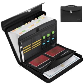 Hontom Accordion File Organizer,24 Pockets Fireproof Expanding File Folder with Multi Pockets,Portable Business Fireproof Storage Document Organizer Folder with Snap Closure for Documents and File