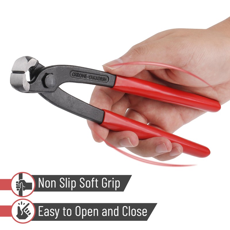 Bates Nail Puller - Red, 8-Inch, End Cutting Pliers, Carpenter