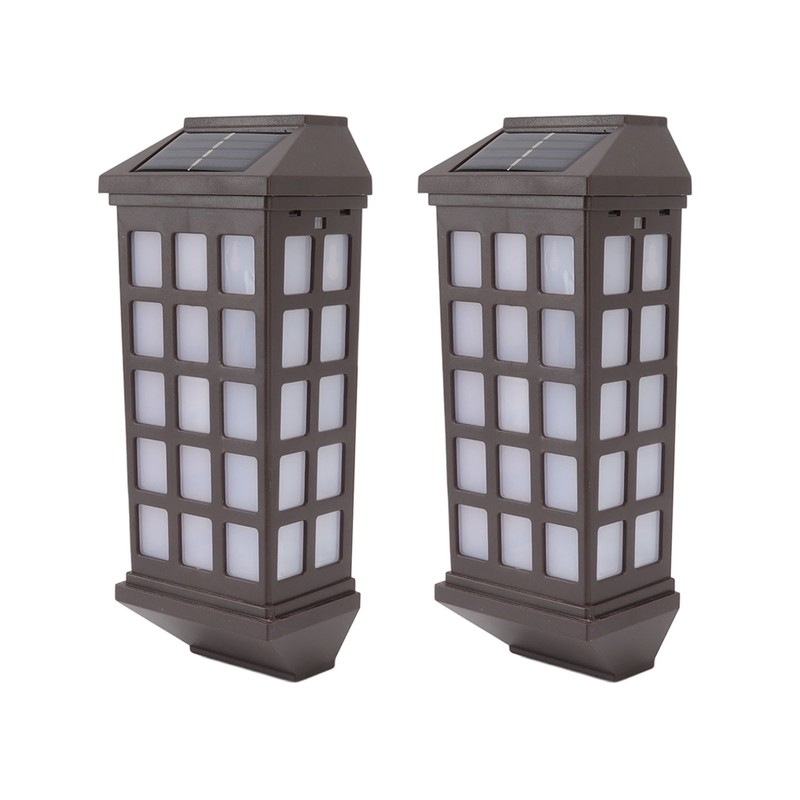 2 Sets Solar Wall Sconce LED White Light Intelligent Control