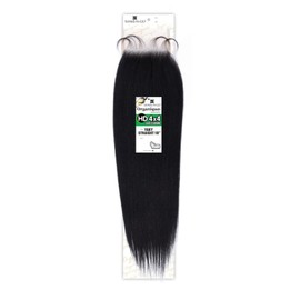 FREE TRESS Milky Way Weave Organique Mastermix 4X4 HD Lace Closure Yaky Straight 18" (1B)