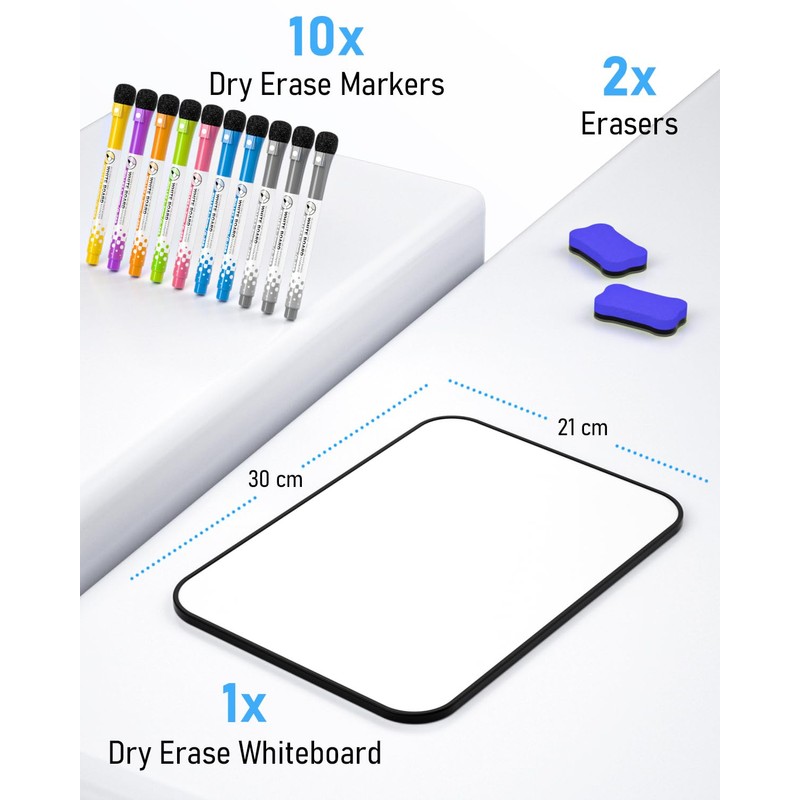 Nicpro 2 Pack Dry Erase Whiteboard A4, Magnetic Double Sided