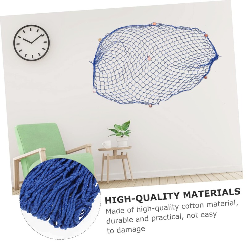 Kisangel Decorative Wall Hanging Fishing Net Mediterranean Cotton Photo Props