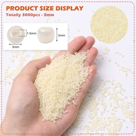 Yholin 5000pcs 3mm 8/0 Yellow Beige Glass Round Craft Beads with Tweezers