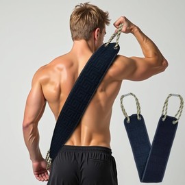 AHLPO Exfoliating Back Scrubber for Shower, Double-Sided Back Wash Strap, Back Scrub Washcloth with Handles, Body Scrub Back Washing Aid, Back Scrubber Body Brush for Men and Women