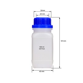 Wide-neck bottles with screw caps,&nbsp;chemical bottle, laboratory bottle with lid, storage container for laboratory, kitchen or hobby, pack of 10, transparent, 10x 100 ml