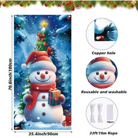 DIYASY Christmas Door Cover, Front Door Covers Holiday Wall Decorations Merry Xmas Snowman Backdrop Banner for Indoor Outdoor Home Office Classroom Decor