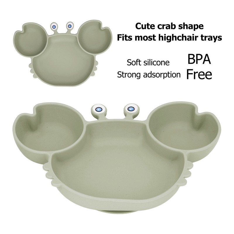 3pcs Toddler Divided Plate Set Silicone Baby Suction Plate Anti