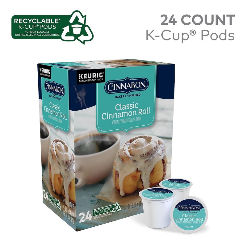 Cinnabon Classic Cinnamon Roll, Single-Serve Keurig K-Cup Pods, Flavored Coffee,
