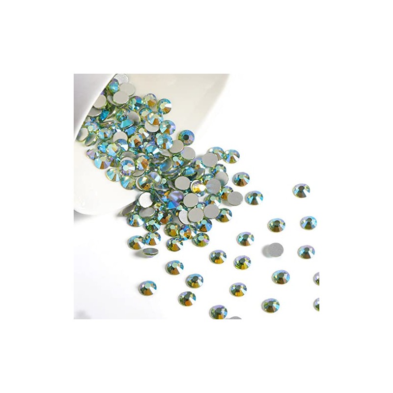 Beadsland 1440 Pieces Flat Back Crystal Rhinestones Round Gems,Peridot AB,SS20,4.6-4.8mm