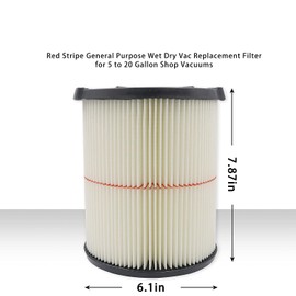 Replacement Filter For Craftsman 009-38754 CRAFTSMAN CMXZVBE38754 Red Stripe General Purpose Wet Dry Vac Replacement Filter for 5 to 20 Gallon shop vacuums 2pcs