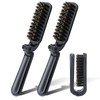 2 Pcs Travel Hair Brush,Folding Boar Bristles Brush Collapsable Pocket