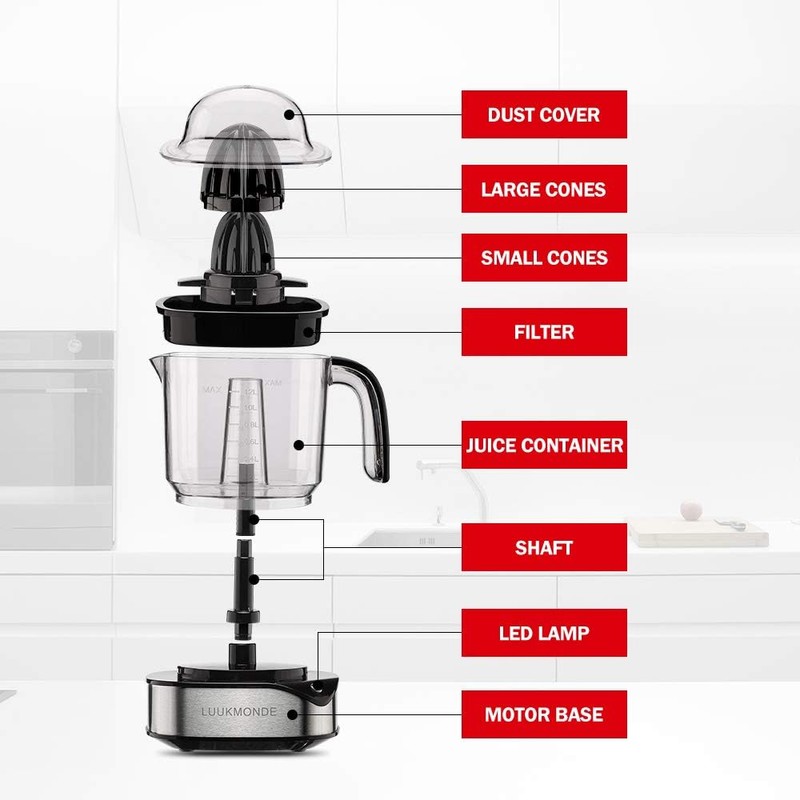 Luukmonde Electric Citrus Juicer 1.2L Large Volume, Orange Juicer with