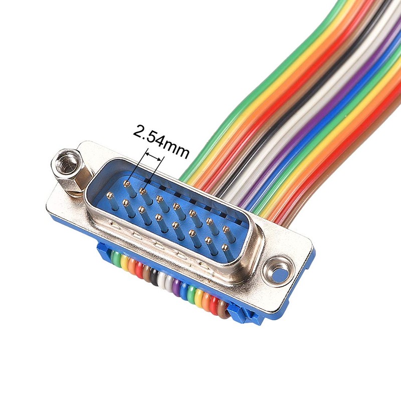 uxcell® IDC Rainbow Wire Flat Ribbon Cable DB15 Male to