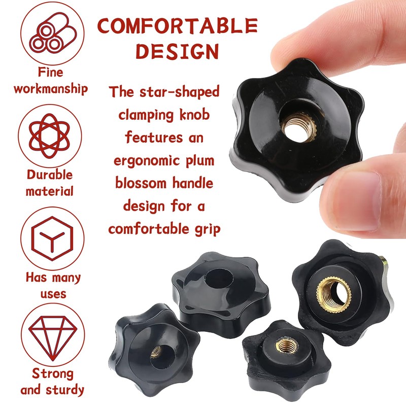 Pack of 10 M8 star grip nuts, star nuts, clamping