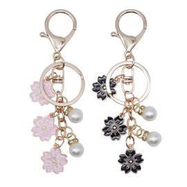 GOGZBD Keychain Cherry Strawberry Bag Charms for Handbag Purse Wallet Key Chains Accessories Heart Flower Daisy Key Rings, Gold, Medium