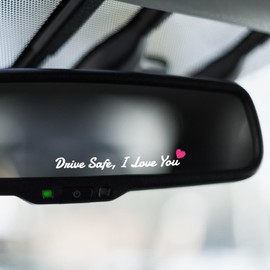 AOZUO 3X Drive Safe, I Love You Rear View Mirror Sticker, Rearview Mirror Decal with Heart Self Affirmations Car Window Decals Makeup Car Mirror Stickers for Women Water Bottle Laptop Gifts(White)