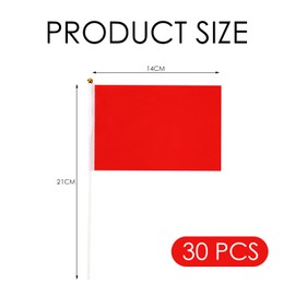 OAOSDH Pack of 30 Red Hand Curved Flags, Mini Hand Cranked Flags, Party Scene Arrangements for Sports Events, Celebrations and Parties