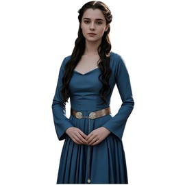 L'VOW - Medieval Wide Viking Leather Belt, Cowboy Leather Belt, Western Cinch Belt for Women, Dresses, Brown-2, Fit Waist 33.46 - 41.46 in