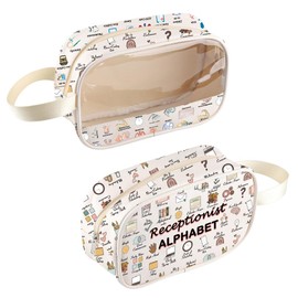 MNIGIU Receptionist Thank You Gift Receptionist Alphabet Clear Cosmetic Bag for Fronk Desk Administrative Assistant (Receptionist Bag)