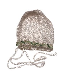 Baby Bonnets for Girls Newborn Hats for Photography Props Handmade Cap Lace with 3D Flower, Linen Flower 2, One Size