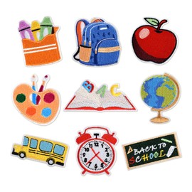 QianSiLi 9PCS Back to School Suppliess Iron On Patches for Clothing Embroidered Patch for Clothing Backpacks Hats Jeans Shirts