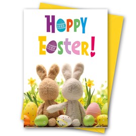 Easter Card. Easter Bunnies Design with matching Envelope. 210x148mm. Ecofriendly. Blank Inside. Printed and Packed in UK.