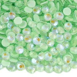 Blinginbox Flatback Rhinestones Round Gems, 1440pcs Luminous Series Glass Stones Neon Gems Non Hotfix Crystal Rhinestones for Nail Charms Crafts Clothes Tumblers,Mac. Mint AB Luminous,SS10.