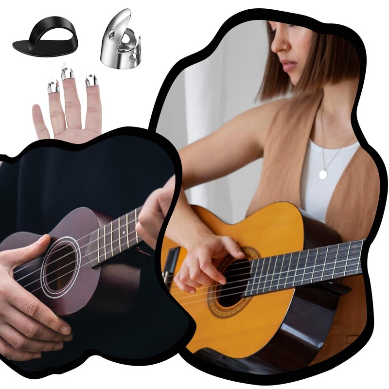 JIYIN 12 Piece Thumb Picks Set, Adjustable Banjo Picks 8