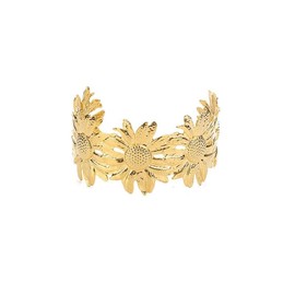 Chunky Flower Bracelet Dainty Gold Sunflower Cuff Bracelet Golden Open Bangle Wide Flower Accessories Gift for Women Fashion Vintage Jewelry