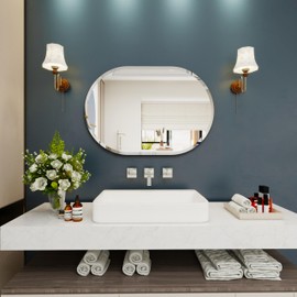 Bathroom Mirror Over Sink, 16X24 Inch Frameless Runway Mirror, Vanity Bathroom Mirror for Living Room Bedroom Entryway Mantel Hallway Decor, Hang Horizontally or Vertically