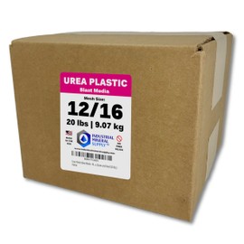 Urea Plastic Blast Media - Mesh Size 12/16 - Plastic Abrasive for Stripping Paint and Removing Coatings from Cars, Aircraft, Trucks, Trailers, Trains, Vans, Buses and Steel (20 lbs.)