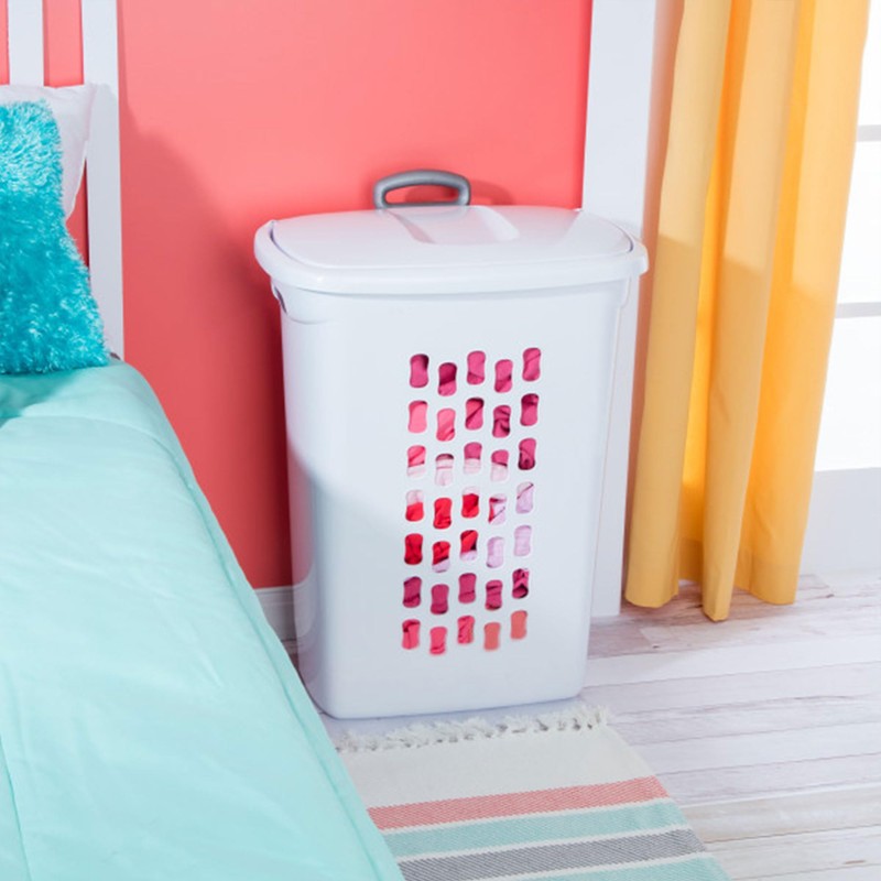 Sterilite 3-Pack Ultra Wheeled Hamper, Laundry Basket w/ Flip-Top Lid