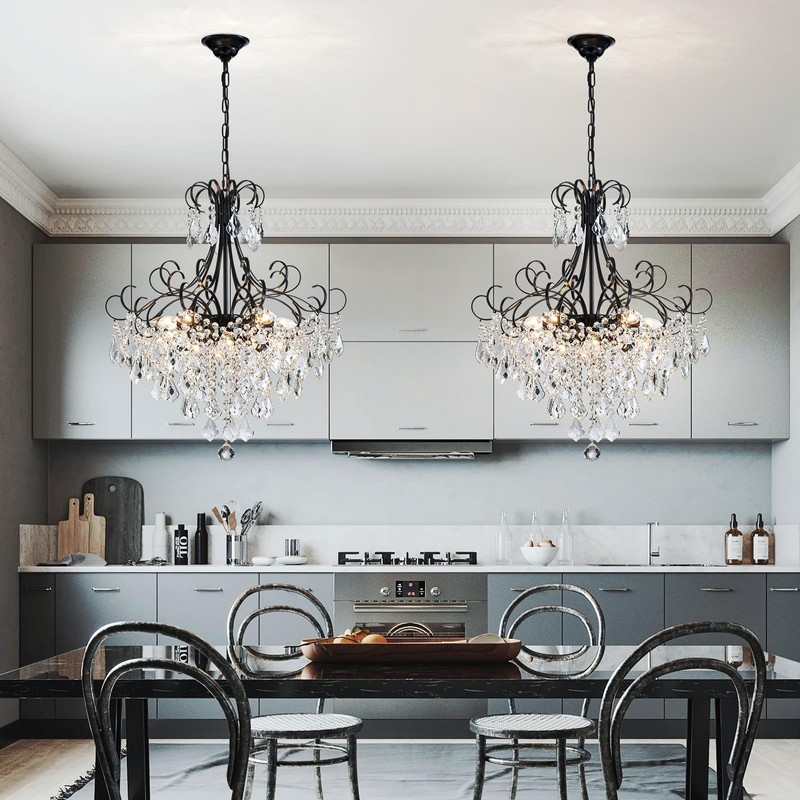 WUZUPS Crystal Chandelier 10-Light Pendant Ceiling Light Modern Lighting Fixture