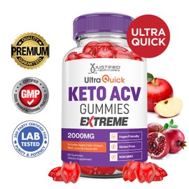 Justified Laboratories (3 Pack) Ultra Quick Keto ACV Gummies Extreme 2000MG Ultraquick Keto Gummies Apple Cider Vinegar Formulated with Pomegranate Beet Juice Powder B12 Vegan Non GMO 180 Gummys