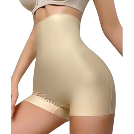 JUQDNX High-Waisted Seamless Shaping Boyshorts Panties for Women Slip Shorts Under Dress Shapewear Shorts Apricot