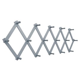 SKOLOO Accordion Wall Hanger with 16 Hooks, Modern Expandable Coat Rack Hat Rack for Wall, Solid Wooden, Dusty Gray Oak