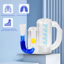 Incentive Spirometer (WHITE01) for Adult Breathing Exercise Device,Deep Breathing Trainer for Lungs,5000ml Capacity Measurement with Flow Indicator