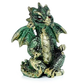 mtb more energy Decorative Dragon Figure "Peace" - Height 8 cm - Cute Dragon in Yoga Pose - Green - Decoration Fantasy Gift