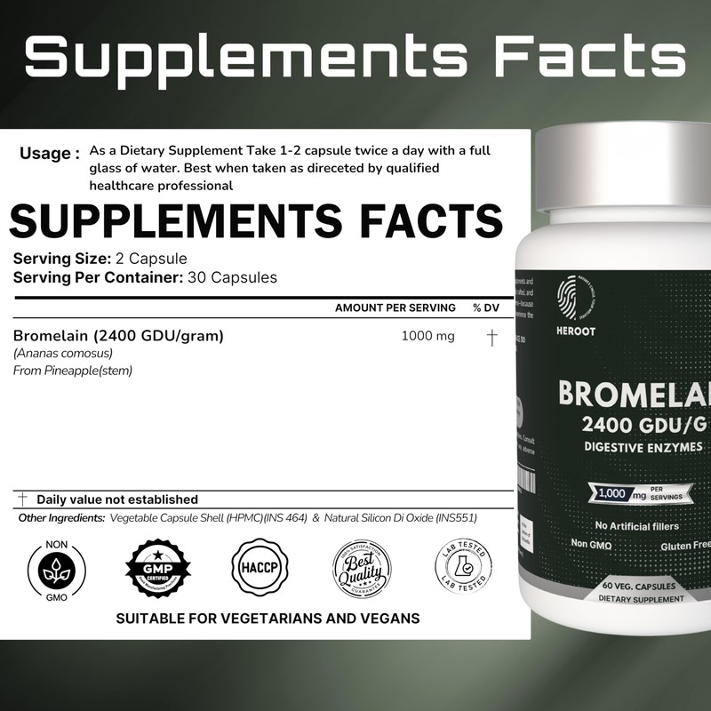 Bromelain 500mg | 2400 GDU/gram | Joint Support & Healthy