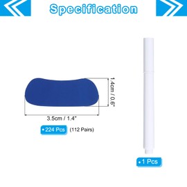 PATIKIL 112 Pairs Sports Eye Black Stickers, Under Eye Black Strips Football Face Stickers Breathable Eyeblack Sticker with Pencil for Baseball Fans on Game Day, Blue