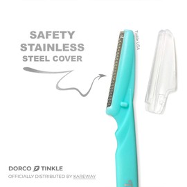 Dorco Tinkle Precision Eyebrow Razors - 3-Pack Facial Hair and Peach Fuzz Remover for Smoother Skin and Flawless Eyebrow Shaping