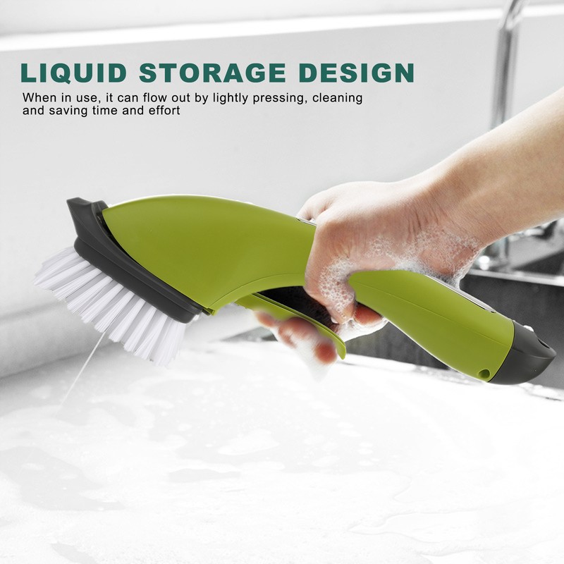 Long Handle Cleaning Brush with Soap Dispenser for Kitchen Pan