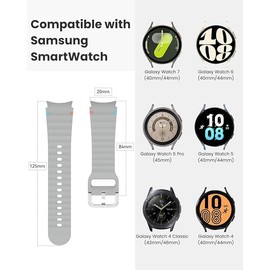 Jiamus 20 mm Strap Compatible with Galaxy Watch 7/6/5/4/FE 40 mm 44 mm, 6 Classic 47 mm 43 mm, 4 Classic 42 mm 46 mm, 5 Pro 45 mm - Gapless for Men and Women