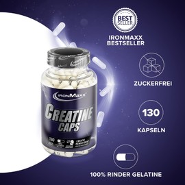 IronMaxx Creatine Caps - 130 Kapseln | 4800mg Creatin Monohydrat pro Tagesration | gluten- und zuckerfrei